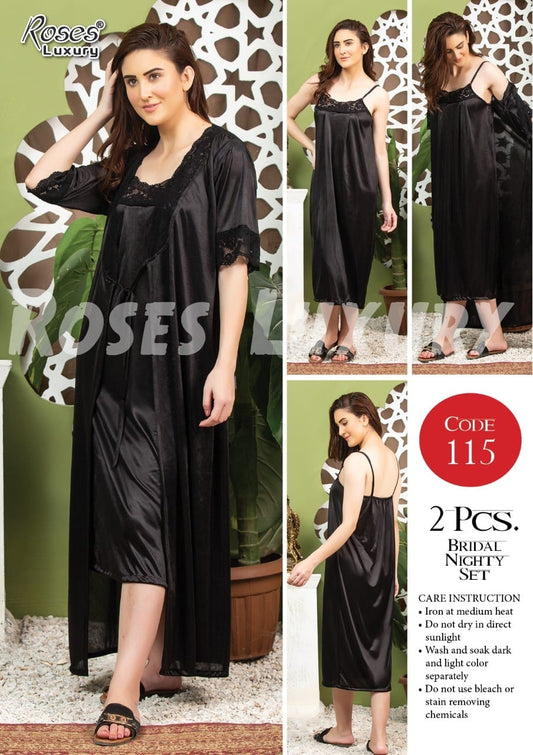 Roses Luxury 2-Piece Gown Nightwear Set