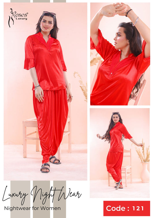Roses Luxury 2-Piece Patyala Nightwear Set
