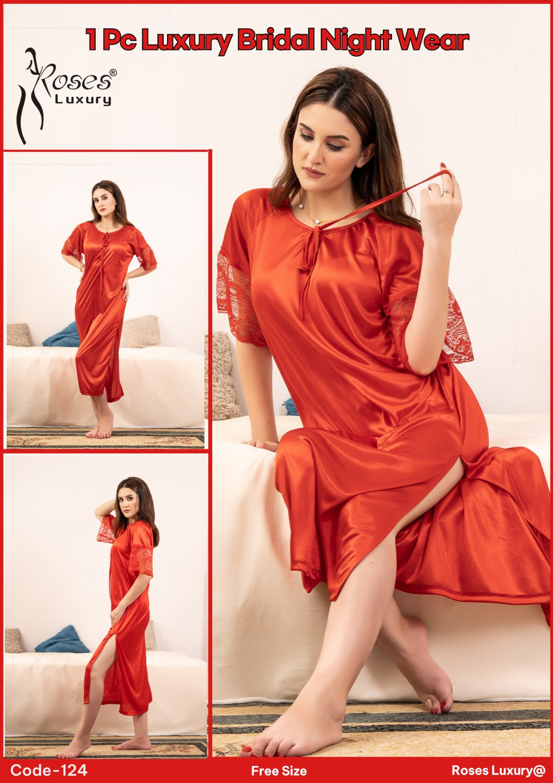 Roses Luxury 1-Piece Gown Nightwear Set