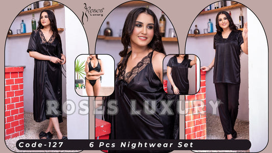 Roses Luxury 6-Piece Nightwear Set