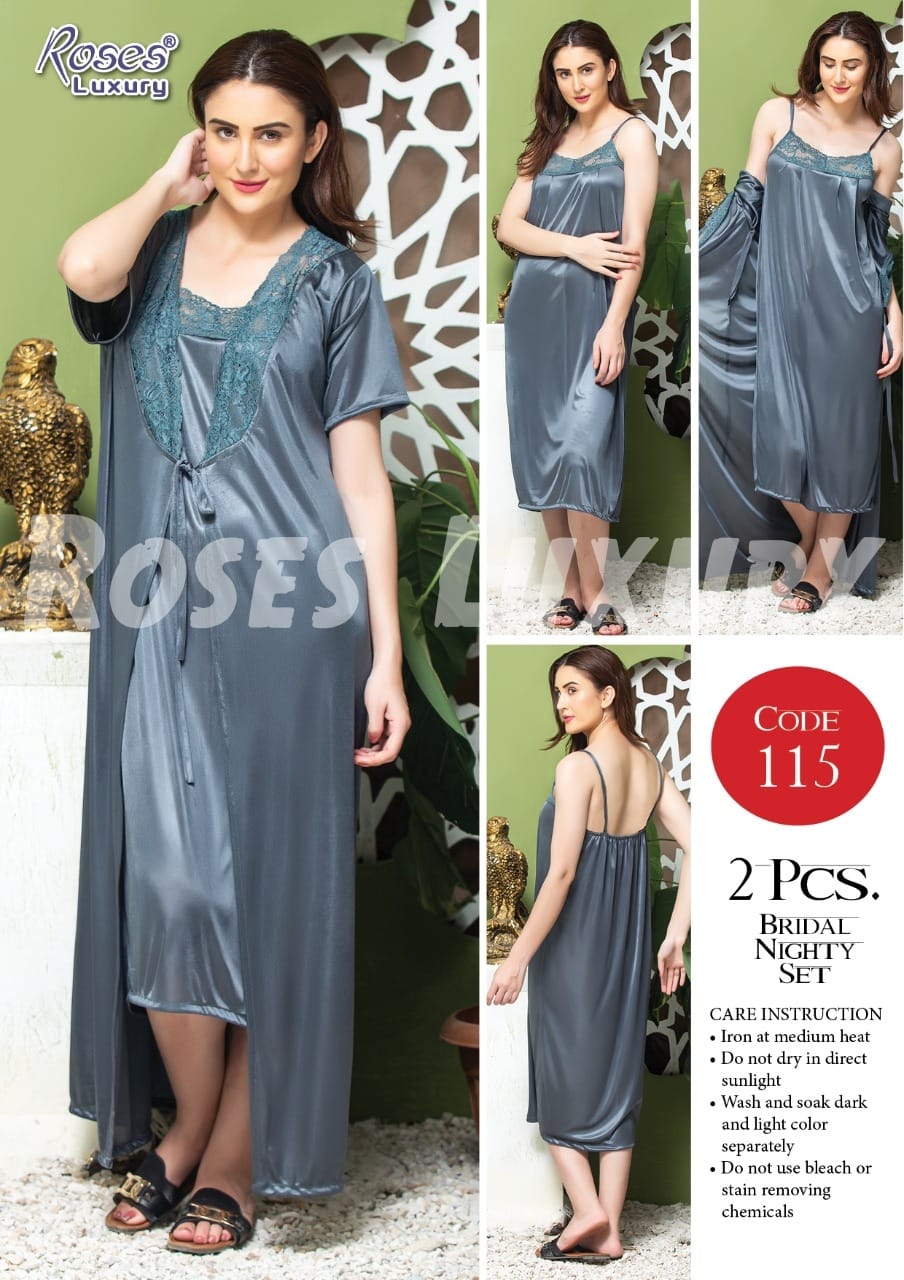 Roses Luxury 2-Piece Gown Nightwear Set