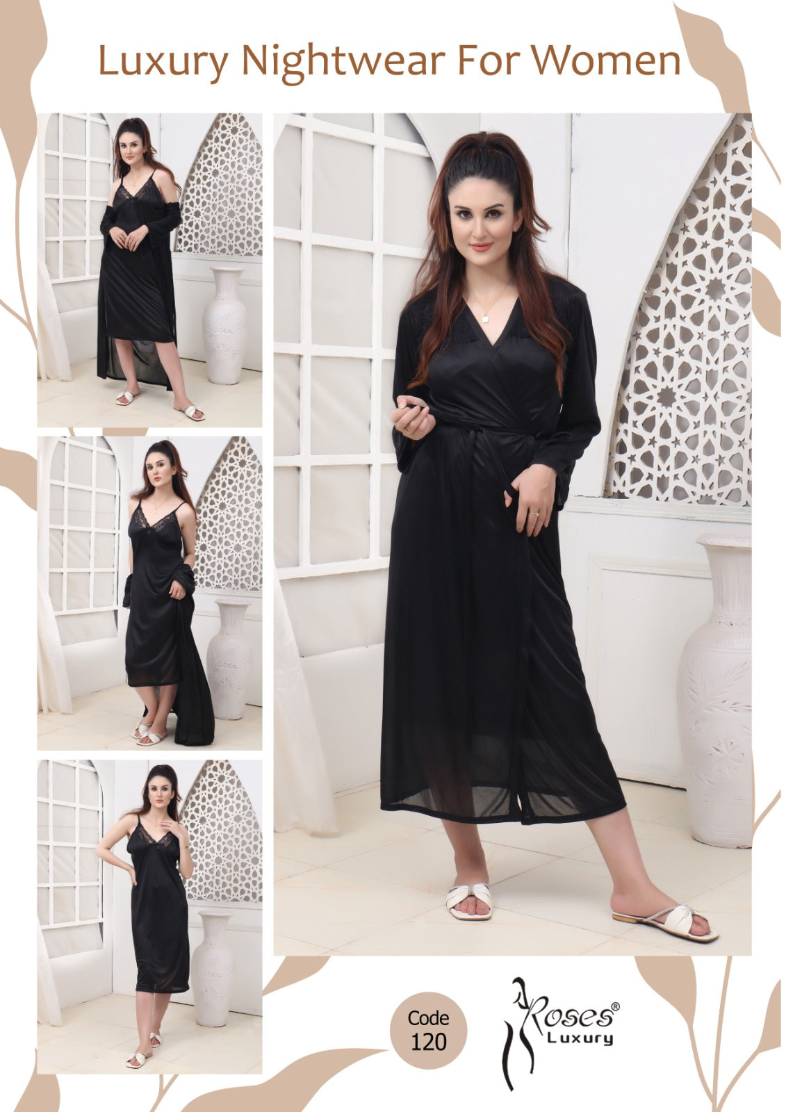 Roses Luxury 2-Piece Gown Nightwear Set