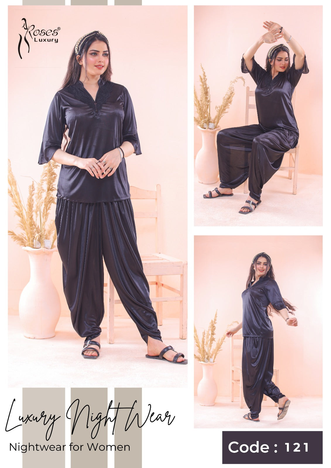 Roses Luxury 2-Piece Patyala Nightwear Set