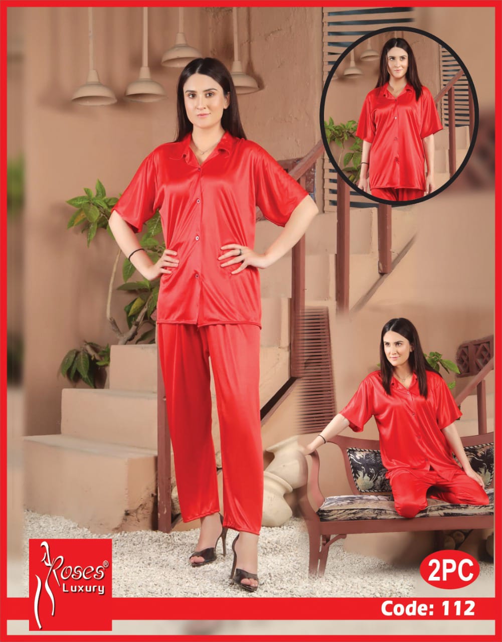 Roses Luxury 2-Piece Pajama Nightwear Set