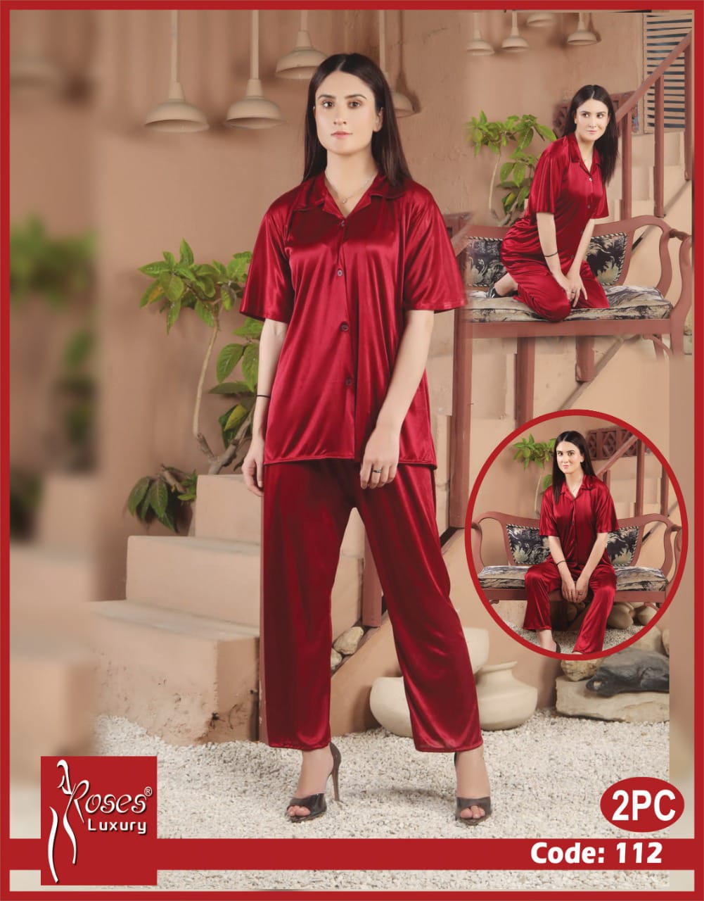 Roses Luxury 2-Piece Pajama Nightwear Set