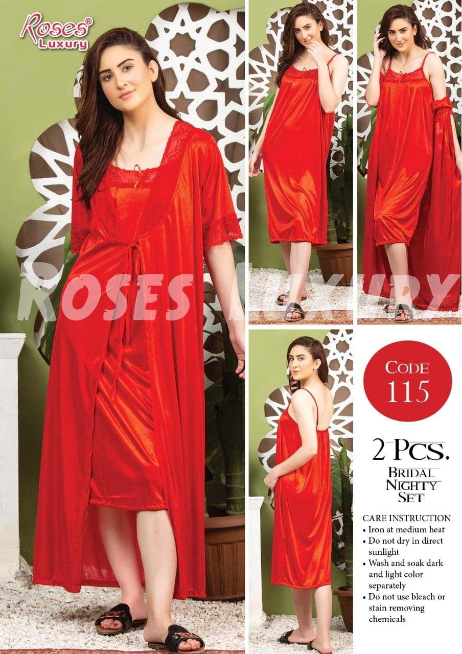 Roses Luxury 2-Piece Gown Nightwear Set