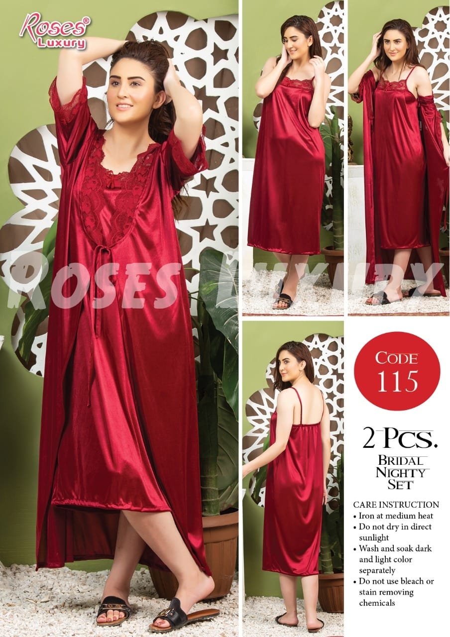 Roses Luxury 2-Piece Gown Nightwear Set