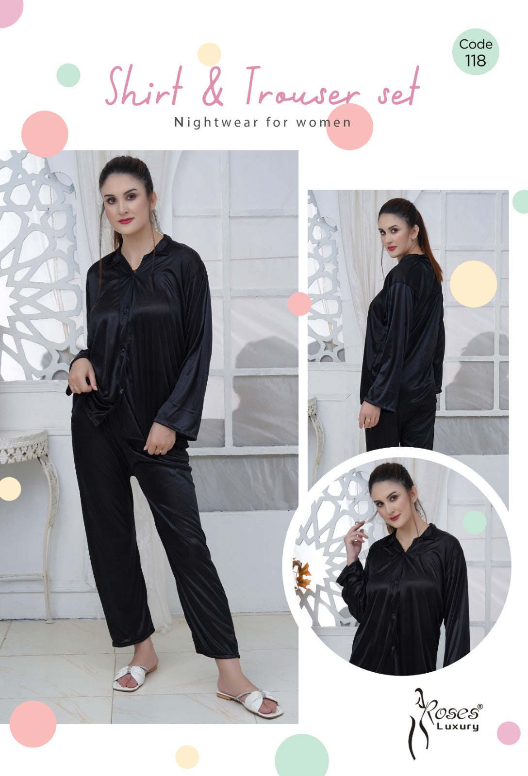 Roses Luxury 2-Piece Pajama Nightwear Set