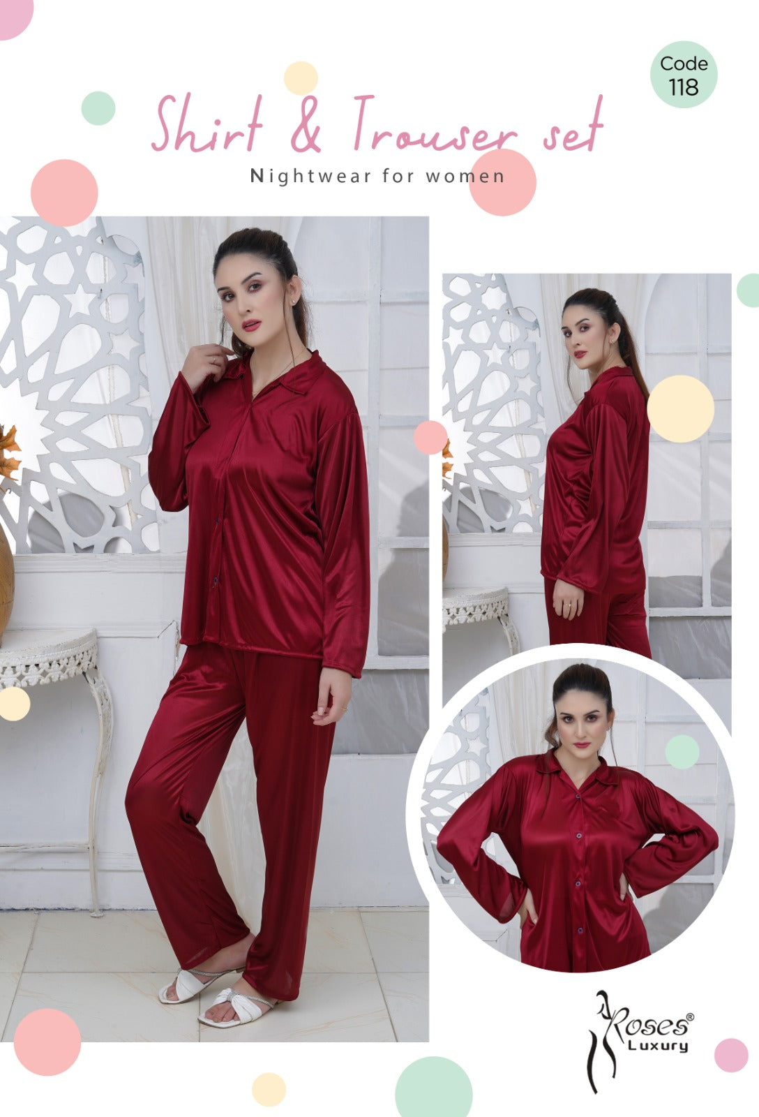 Roses Luxury 2-Piece Pajama Nightwear Set