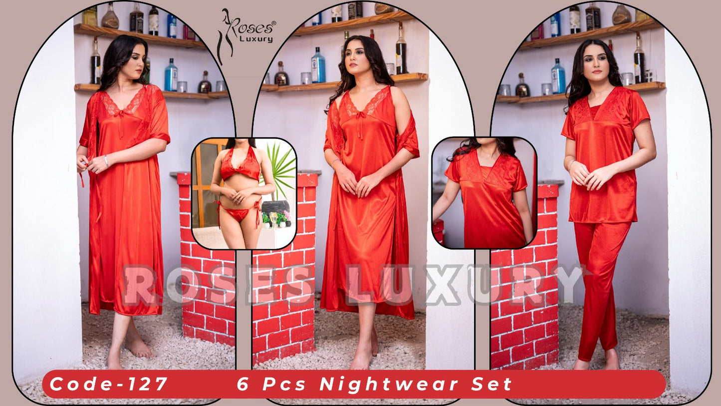 Roses Luxury 6-Piece Nightwear Set