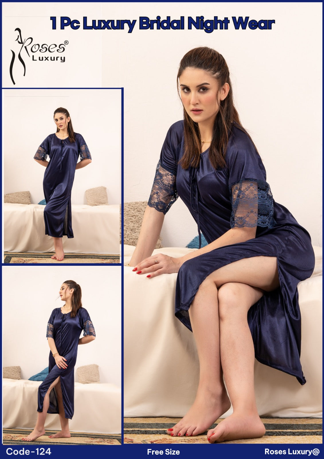 Roses Luxury 1-Piece Gown Nightwear Set