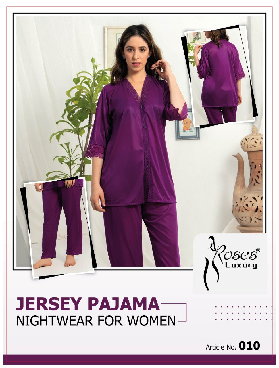 Roses Luxury 2-Piece Pajama Nightwear Set