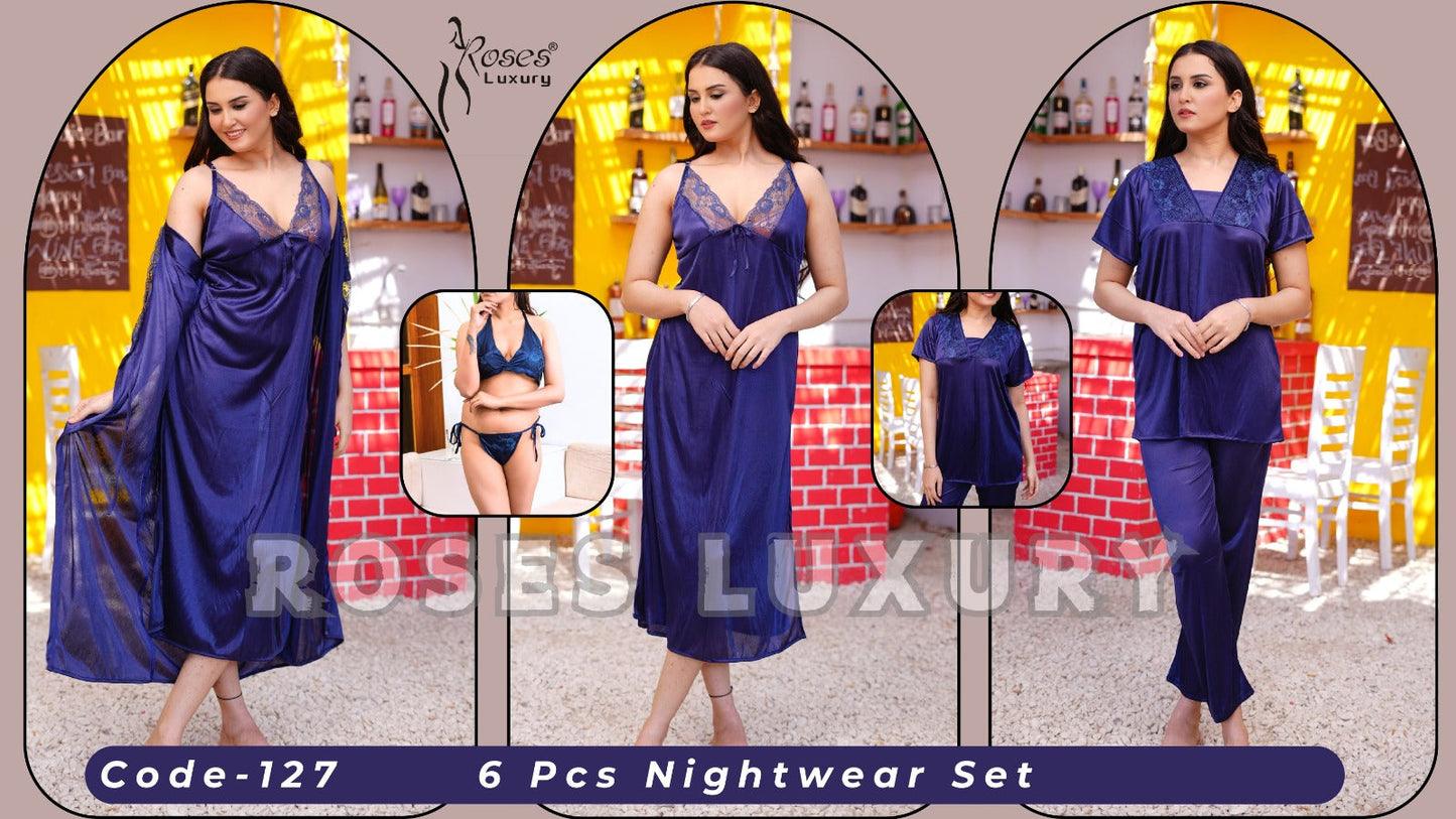 Roses Luxury 6-Piece Nightwear Set