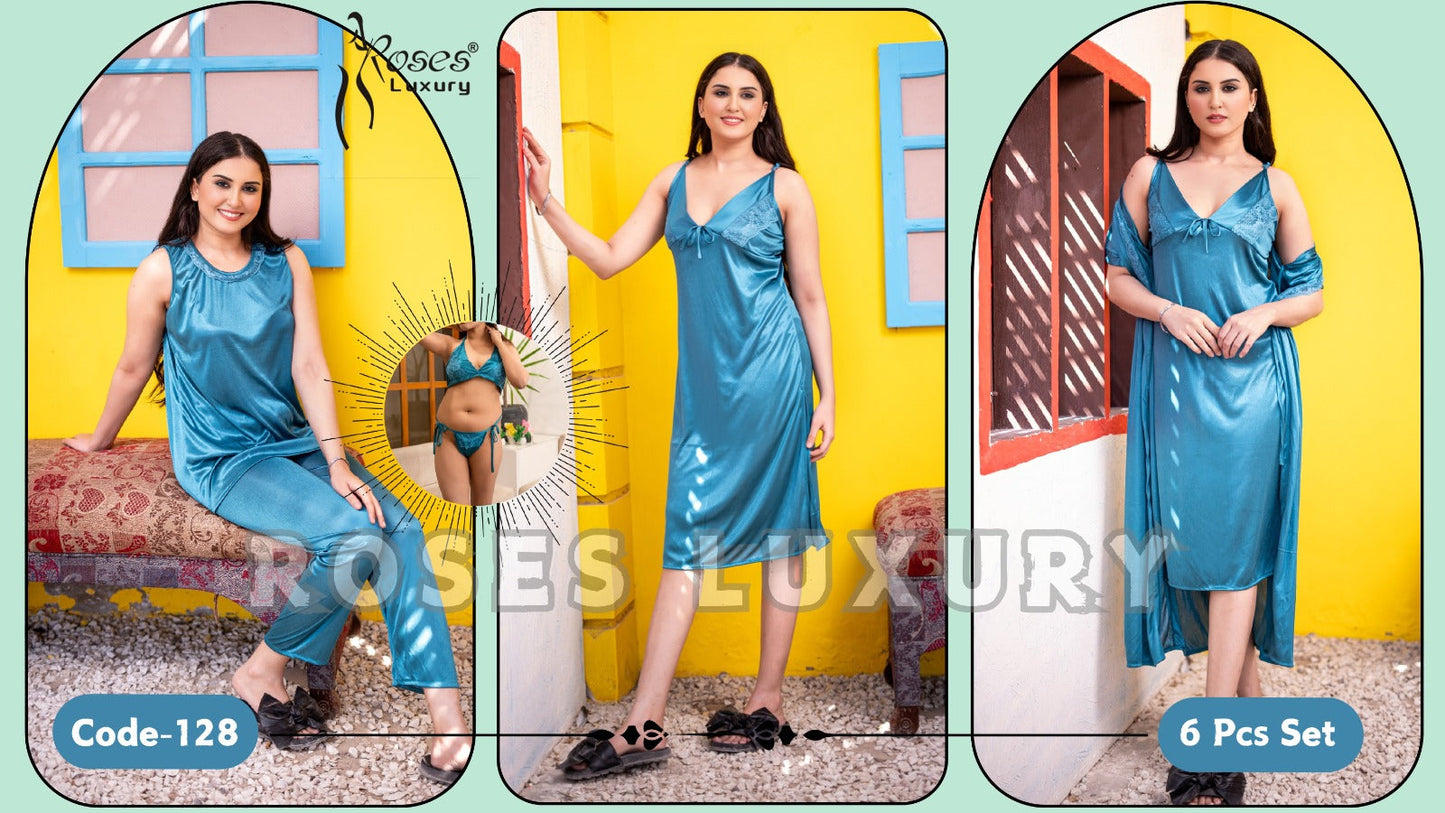 Roses Luxury 6-Piece Nightwear Set