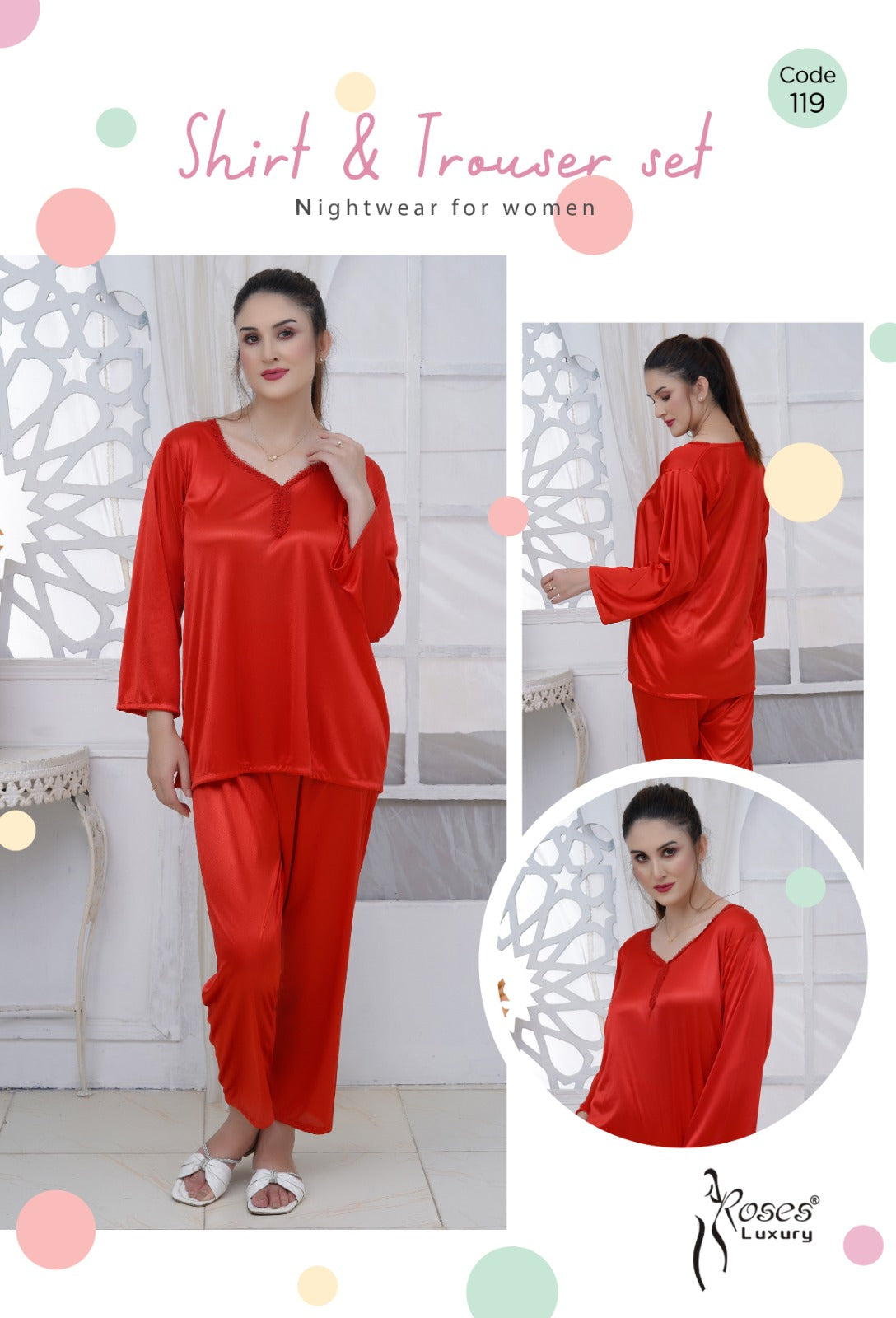Roses Luxury 2-Piece Pajama Nightwear Set