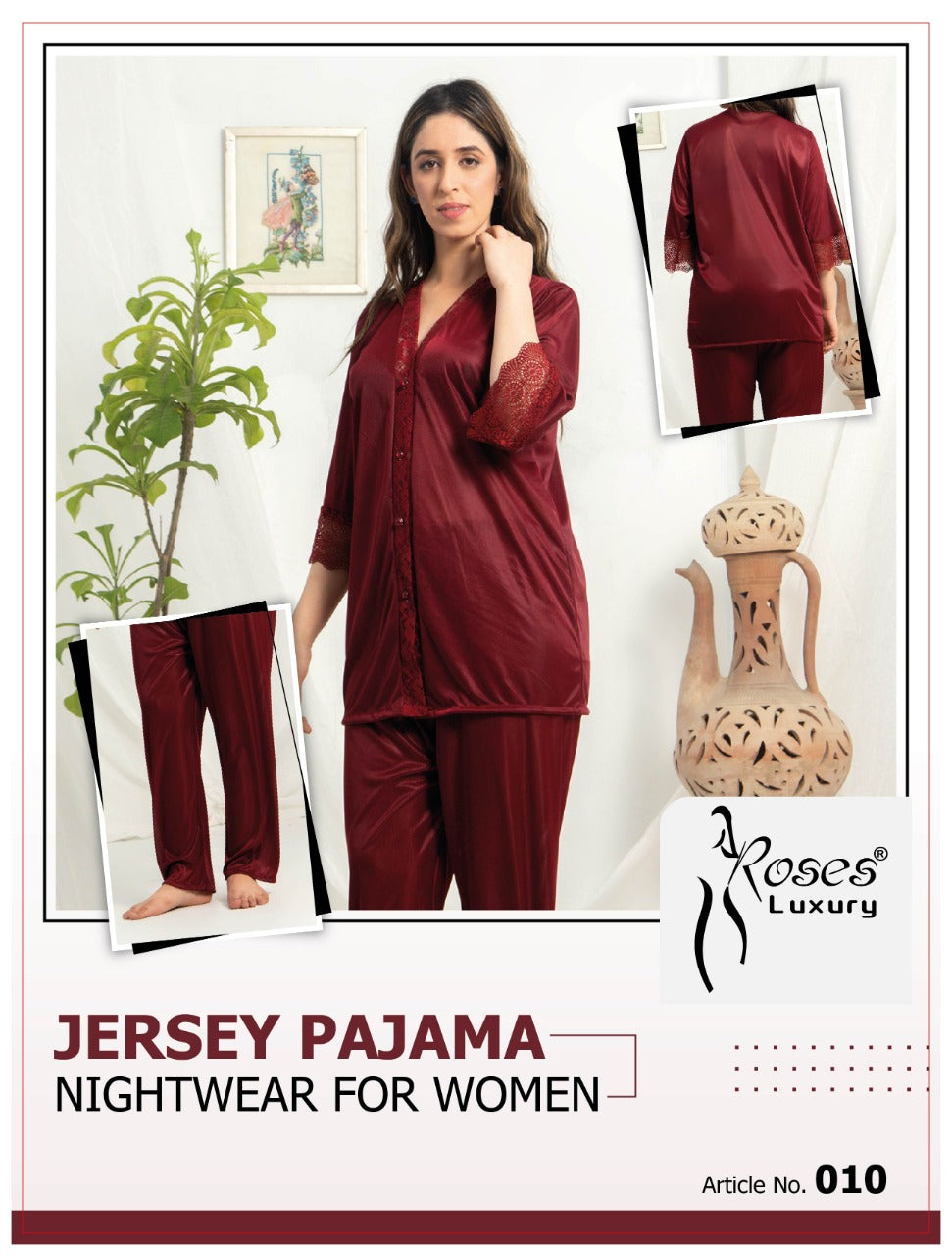 Roses Luxury 2-Piece Pajama Nightwear Set