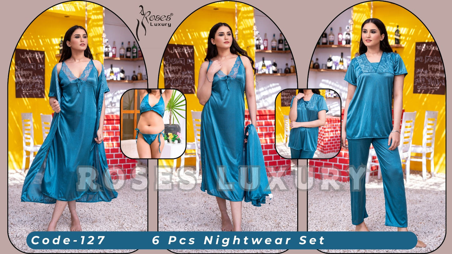 Roses Luxury 6-Piece Nightwear Set