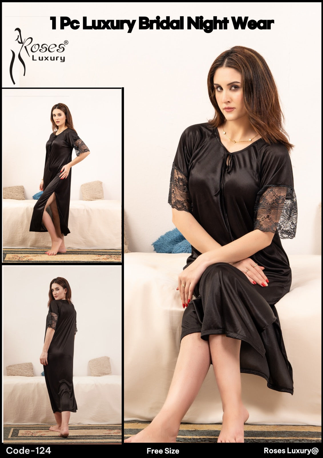 Roses Luxury 1-Piece Gown Nightwear Set